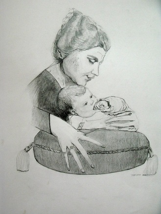 Juliana met baby Beatrix